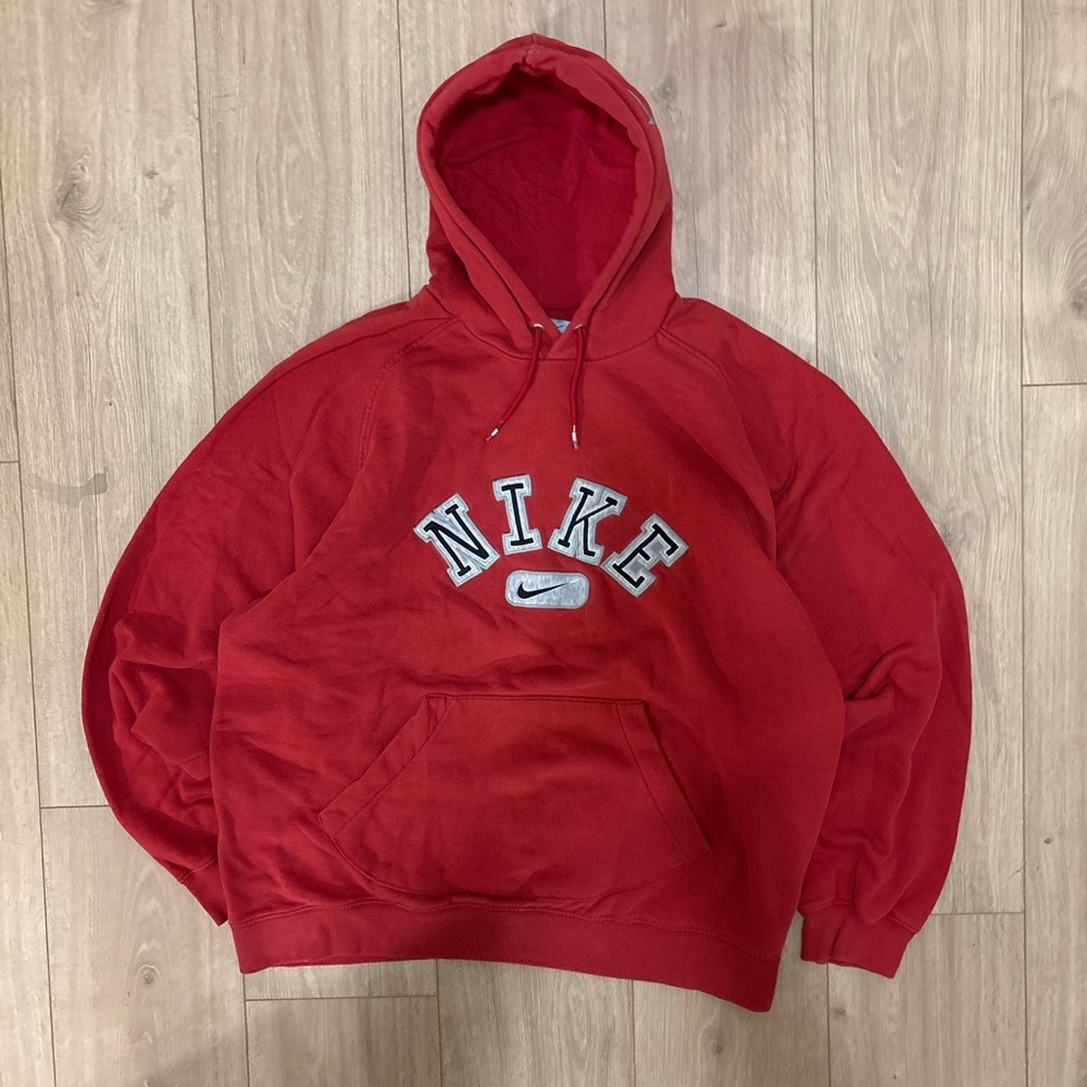 Nike Red Pullover Hoodie with Logo